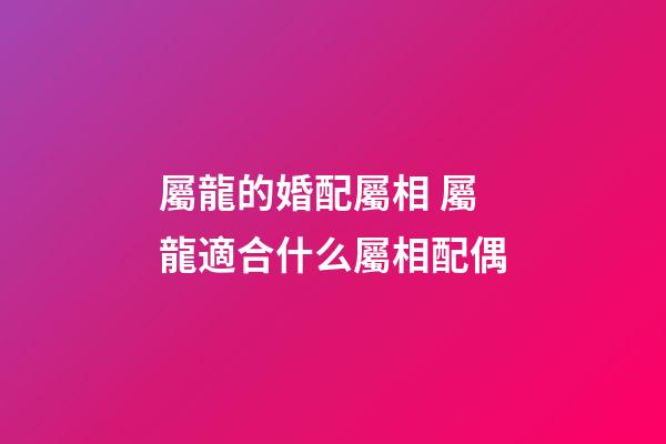 屬龍的婚配屬相 屬龍適合什么屬相配偶-第1張-觀點-玄機派